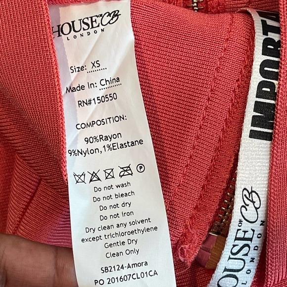 House of CB London Mid-Length Amora Skirt Gold Zipper Pink Size XS NWT - Picture 6 of 8